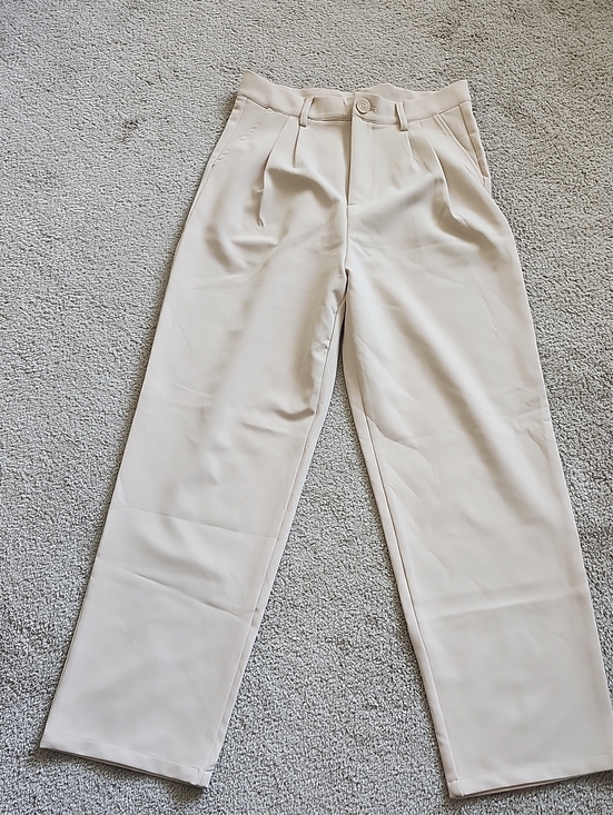 Dazy Pants - High-Rise Cream Straight-Leg Trousers